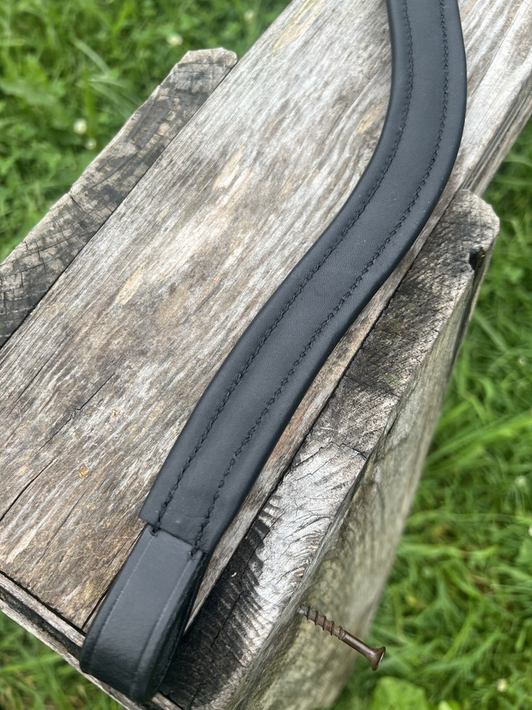Leaders Crystal Leather Browband - Black Leather - 15”