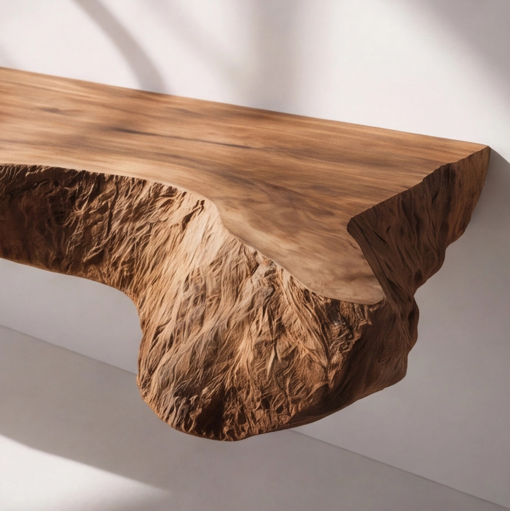 Luxury Live Edge Bathroom Vanity – Handcrafted Solid Wood Floating Sink Counter