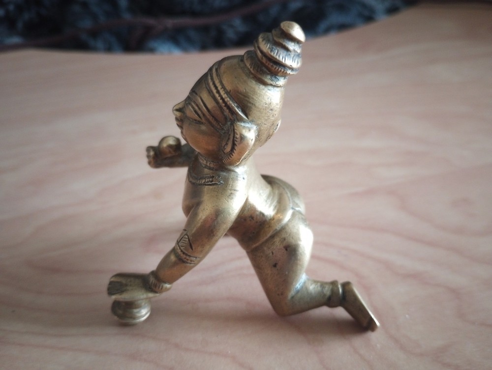 Indian Antique Bronze Deity Bala Krishna बाल कृष्ण - Laddu Gopal