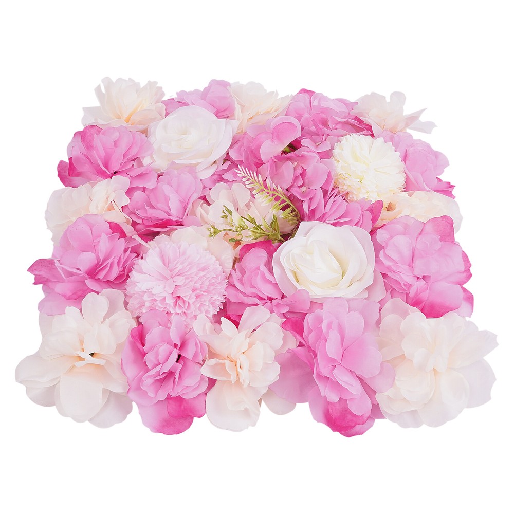 12PCS 15*15in Artificial 3D Flower Wall Panel Wedding Backdrop Wall Decor Pink