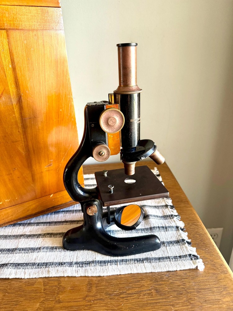 Antique Bausch and Lomb Brass Microscope | Antique B & L Brass Microscope
