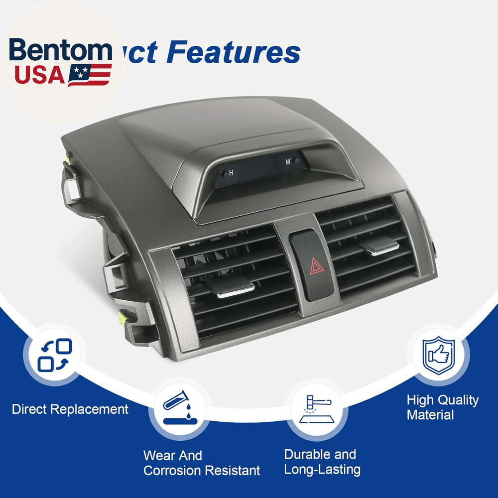 Center Dash A/C Outlet Air Vent Panel with Emergency Switch Clock Button Compati