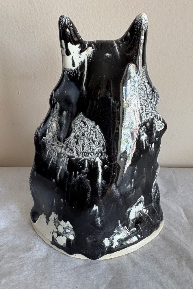 Black and White Ceramic Figure 7" Tall