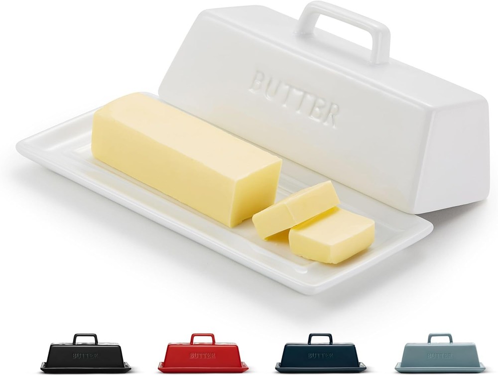 Stylish Rectangular Ceramic Butter Dish with Lid - Soft & Spreadable Convenience
