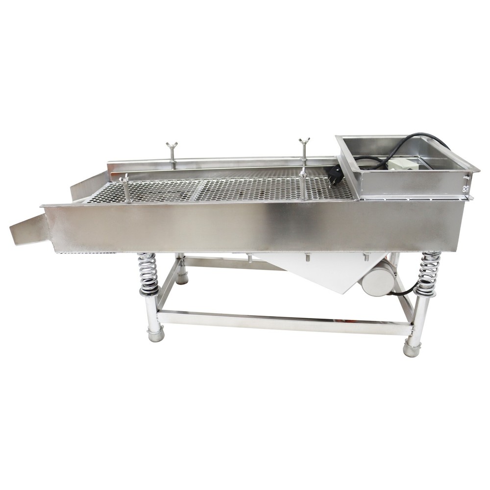 110V Stainless Linear Vibrating Screen w/Single Layer 10mm Screen Sieve Machine