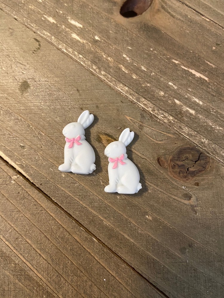 White or Brown Easter Bunny Stud Earrings