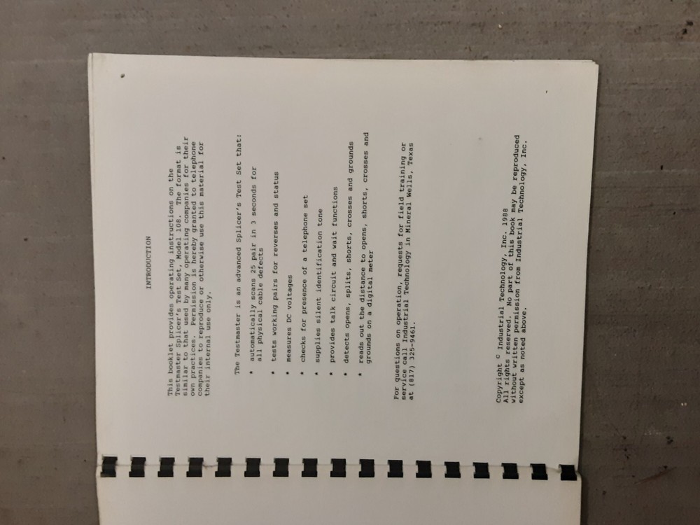 Testmaster 108 operating instructions