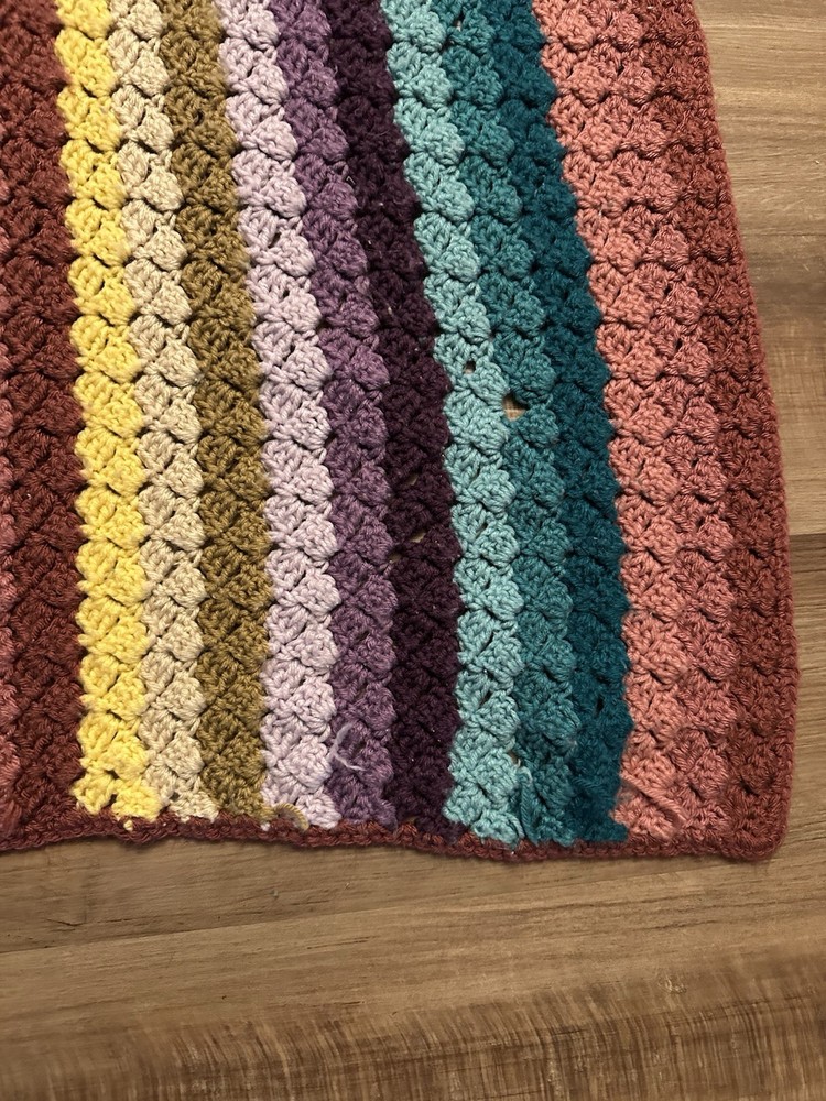 Handmade Crochet Lap Afghan Multicolors 42inx60in