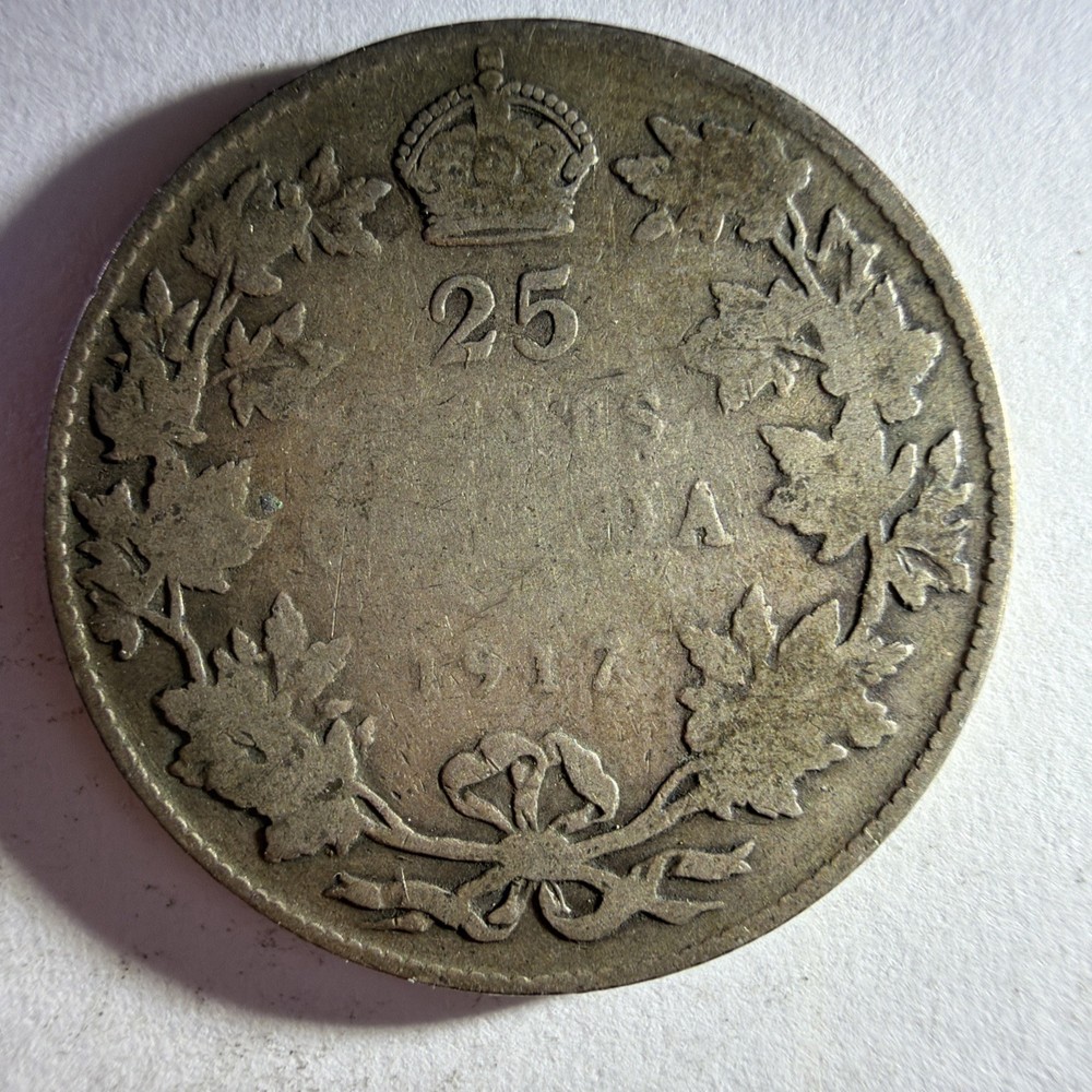 1917 - Canada - 25 Cent - Silver Quarter - 350
