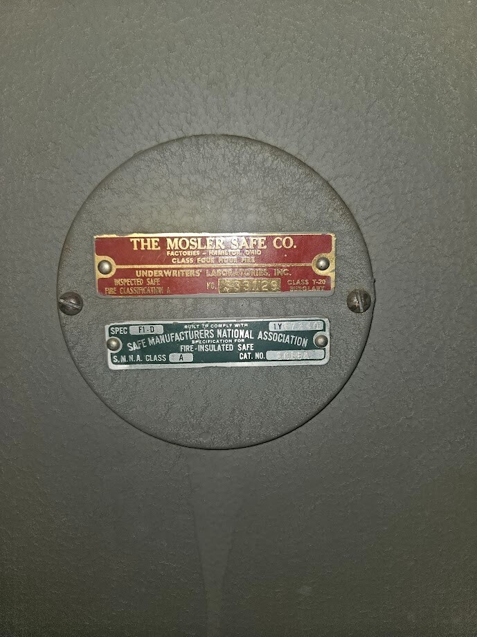 Mosler Safe Circa 1933-1934