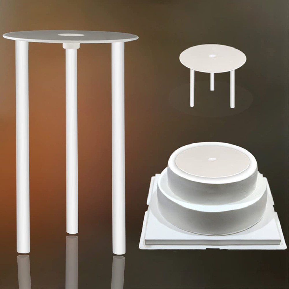 2 Tier Cake Separator Plates 6 Pieces Pillars Set Dowels Stacking 16cm 18cm