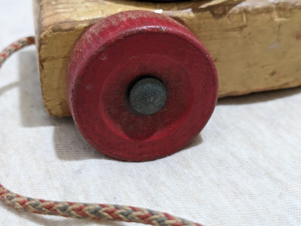 Vintage Jaymar Wooden Ring Toss Pull Toy