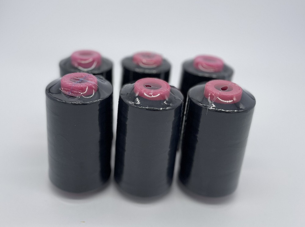 6 Big Spools BLACK Sewing Machine Serger Thread Spools 6000 YARDS / Cone T27 S/2