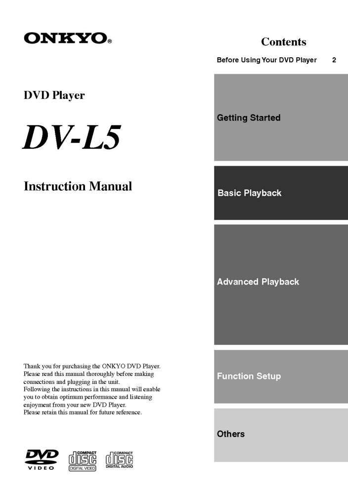 Onkyo DV-15 DVD Player Owners Manual