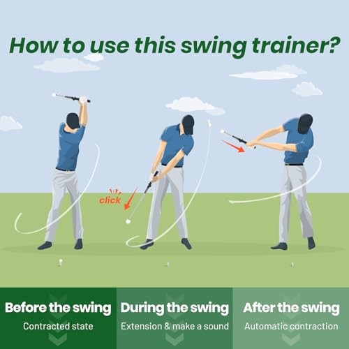 5-in-1 Retractable Golf Swing Trainer, Training Left-Handed Golf Swing Trainer