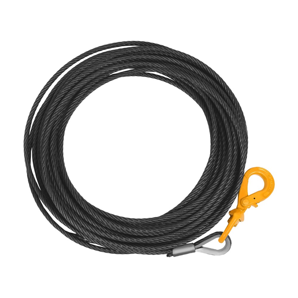 Durable 100ft Wire Rope with Self-Locking 360° Hook for Heavy-Duty Lifting