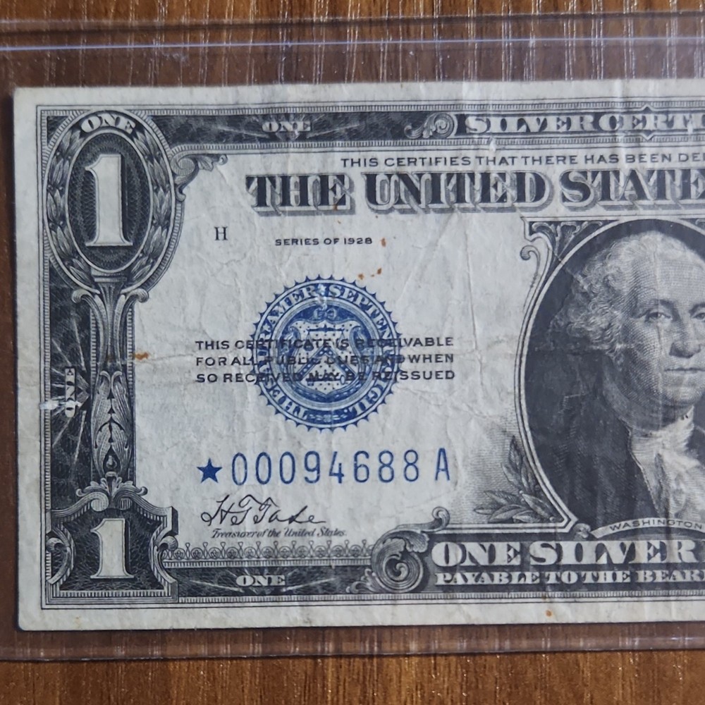 1928 1$ Silver Certificate Star Note. Low Serial Number!