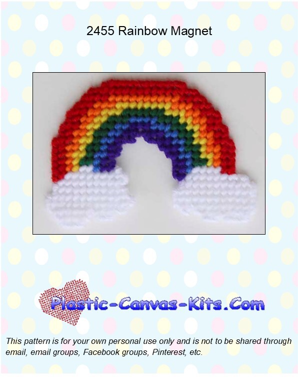 Rainbow Magnet - Plastic Canvas Pattern or Kit