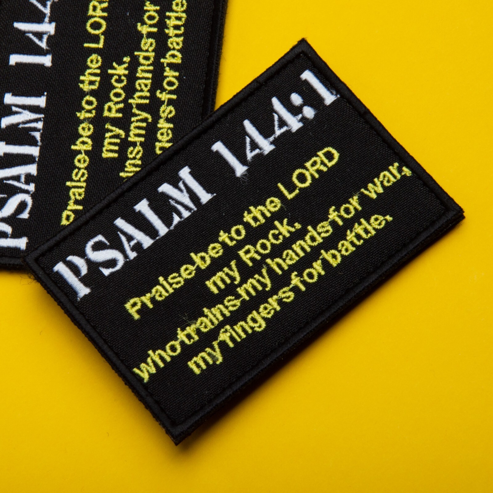 Psalm 144:1 Tactical Patch – Hook & Loop Embroidered Christian Morale Badge