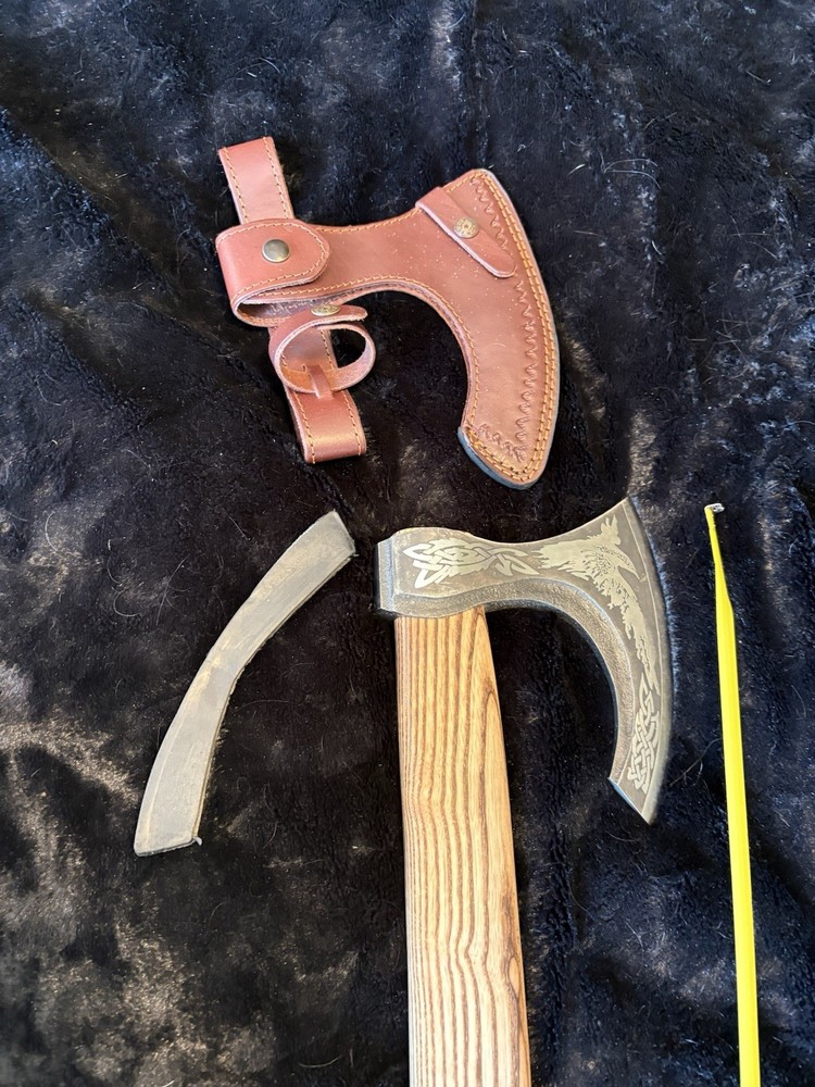 23” Viking Axe With Scabbard. Nice, Heavy