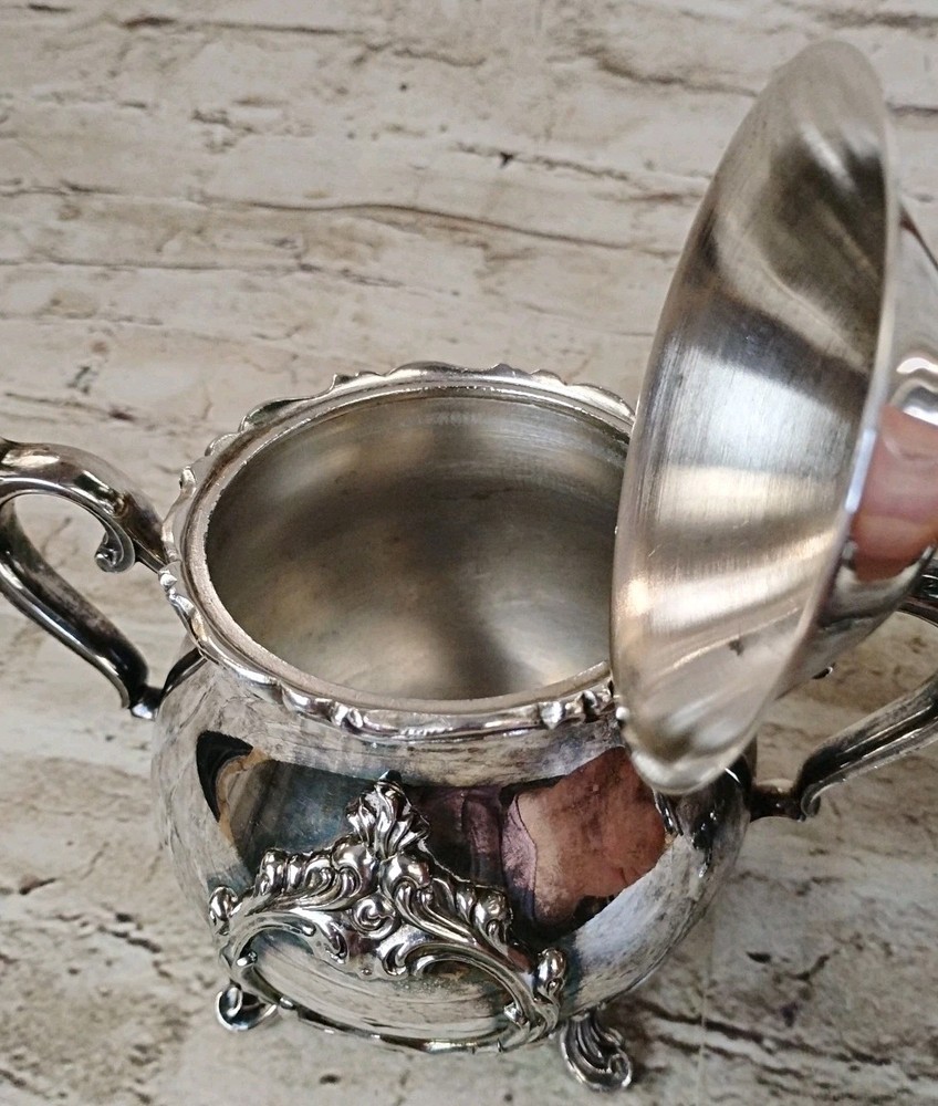Leonard Silver Plate Teapot Pot Set Footed Scrolls Vintage