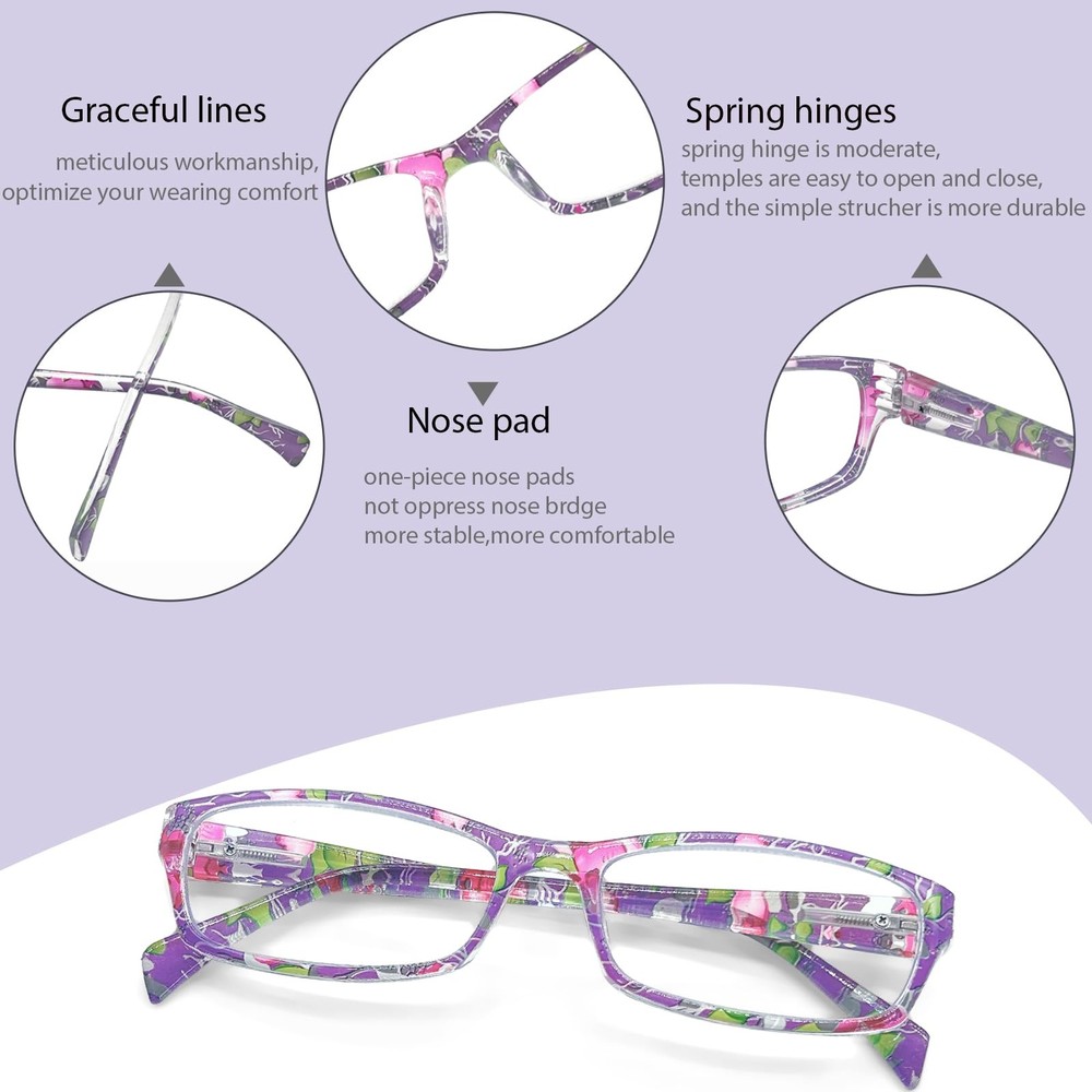 Henotin 6-Pack Blue Light Blocking Reading Glasses Anti-Eyestrain Computer 3.50D