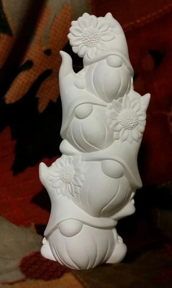 Ceramic Bisque~~~ Ready to Paint~~~ Sunflowers and Gnome Stack
