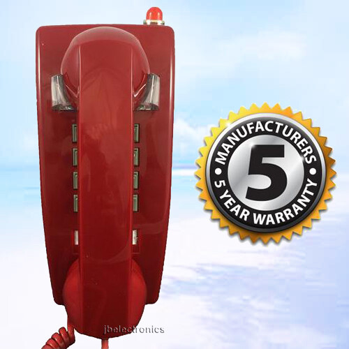 RETRO RED PUSH BUTTON CORDED BASIC WALL PHONE VINTAGE STYLE W/MESSAGE LIGHT NEW