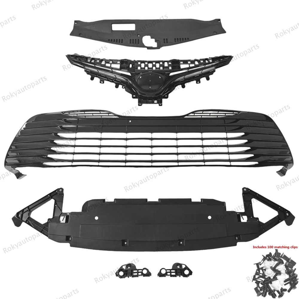 For Camry LE 2018-20 Upper Radiator Grille/Bumper Front Mesh/Bracket/lower Panel