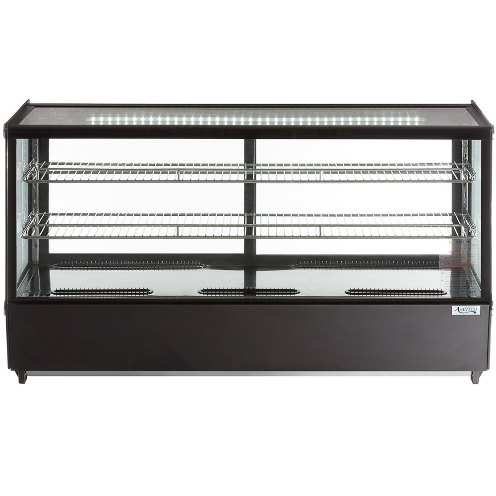48" Black Refrigerated Square Countertop Bakery Display Case with LED Lighting