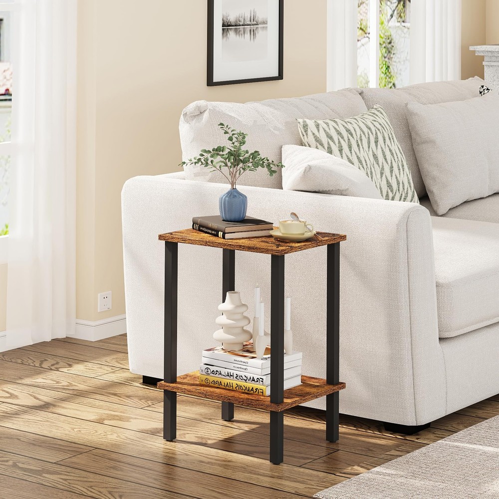 End Table, Side Table, Nightstand, 2-Tier Storage Shelf, Sofa Side Table for ...