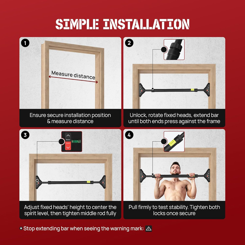 Heavy Duty Wall Mounted Pull up Bar, over Door Pull up Bar for Doorway, Multi Gr