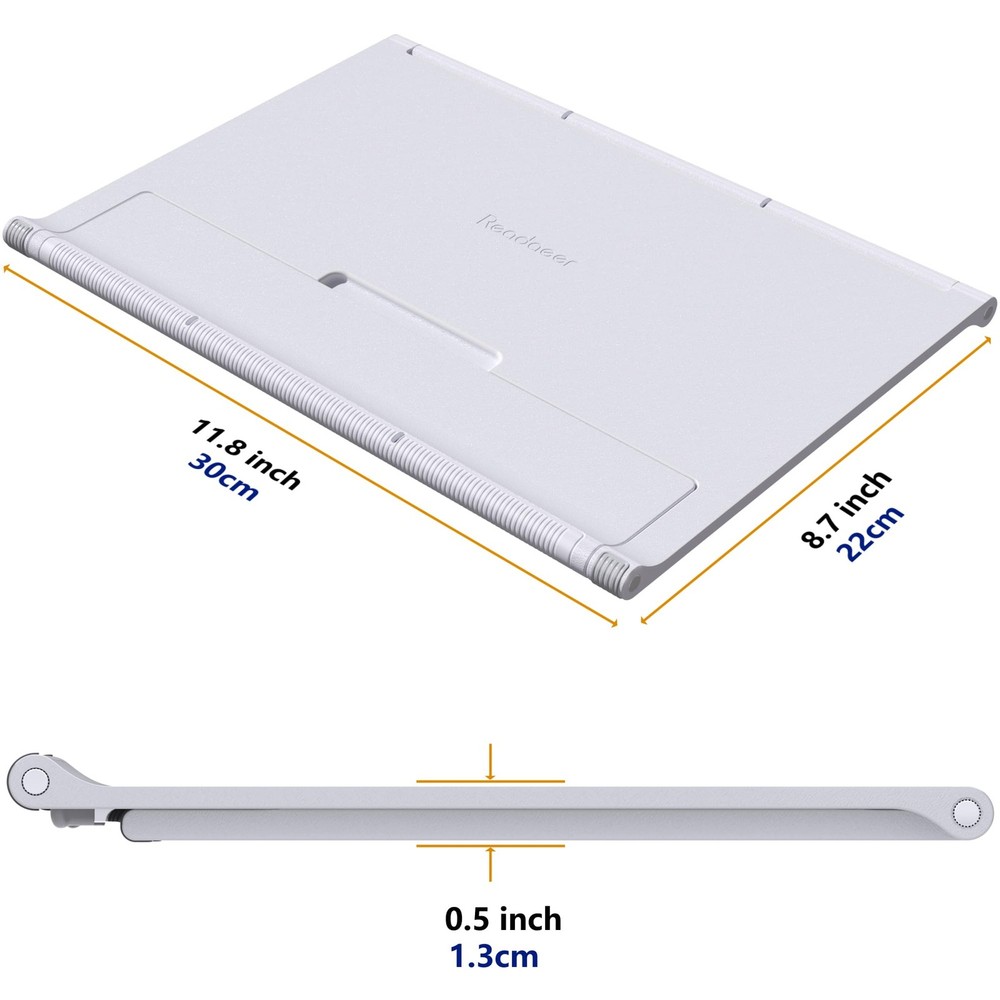 White Readaeer Portable Book Stand Free Angle Adjustable Collapsible Rest