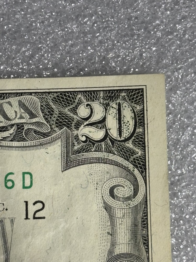 1988A $20 Error Note W/extra ink , Ink Bleeds and slightly Off Centered/Miscut