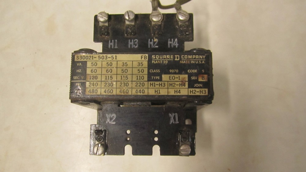 Sq D class 9070 EO-1 control transformer