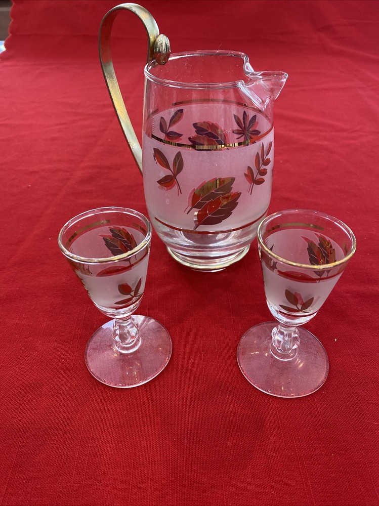 Libbey Footed Cordial Glasses & Small Pitcher