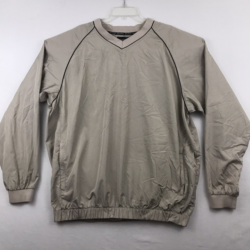 FootJoy Mens Packable Pullover Golf Jacket Rain Wind Size XL Beige