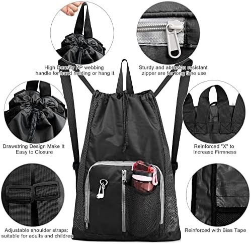 BeeGreen Mesh Drawstring Backpack for Swim Gym