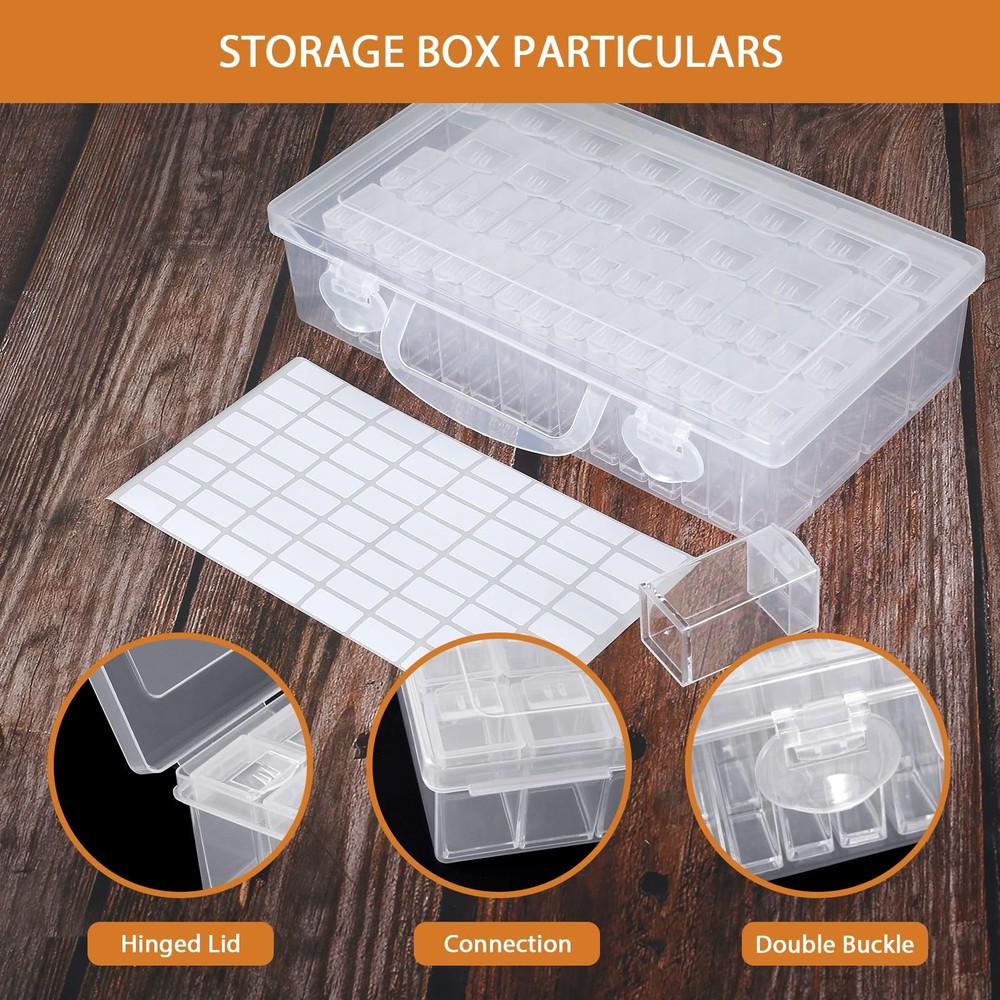 Storage Container, 48 Slots Portable Bead Organizer Box with Diamond Art Acce...