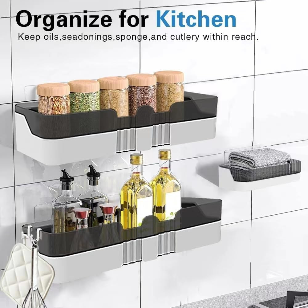 2-Pack Shower Caddy, Separable Shower Organizer with Soap Dish and Hooks, No Dri