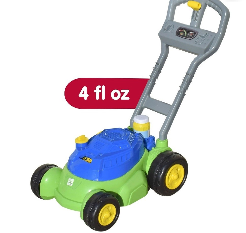 Play Day Push N Bubble Mower Toy with Realistic Sounds! & 4oz Bubble Solution