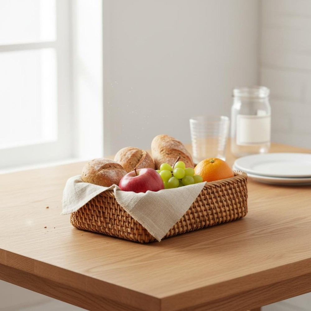 Japanese Theme Storage Box Easy to Clean Rectangular Bread Basket