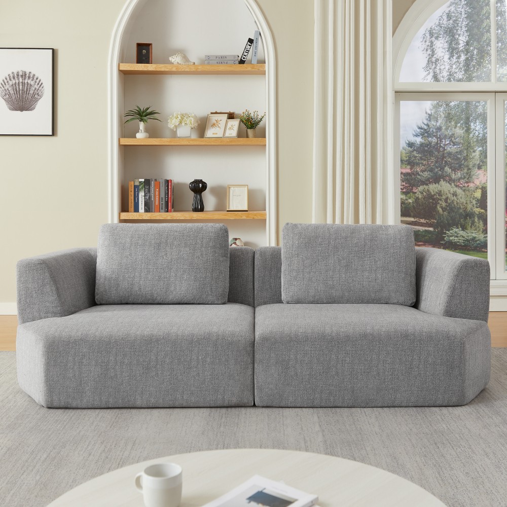Oversized 3-Seater Chenille Sofa, Floor Couch, No Assembly, Space Saving