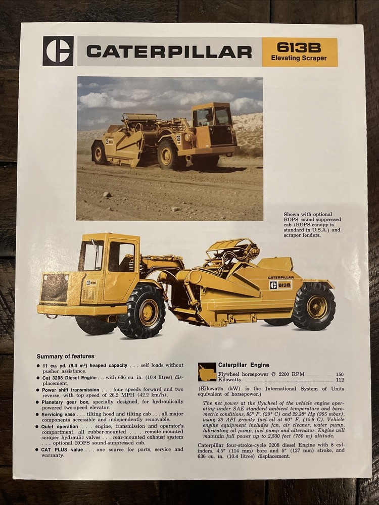 Caterpillar 613B Elevating Scraper Brochure ‘79