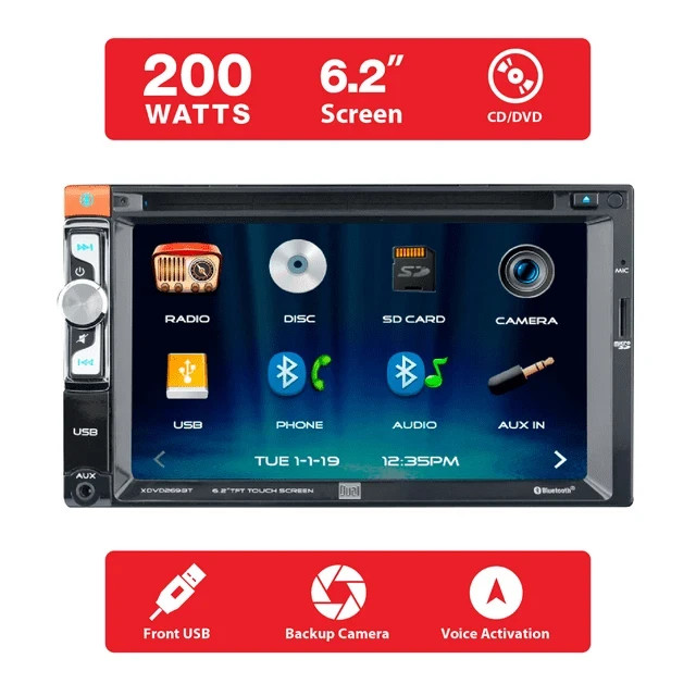 Dual XDVD269BT CD Player Bluetooth USB AUX Input 6.2" Touch Screen LCD™