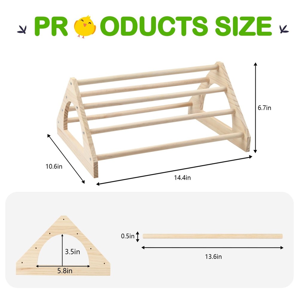 Wooden Chick Brooder Perch, Small Roosting Bars for Coop or Brooder 2-Piece Set