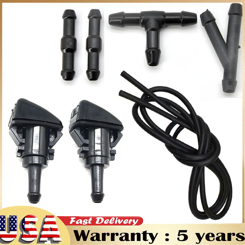 Universal Car Windshield Wiper Washer Squirter Nozzle Spray Jet Set Fluid Hose2M