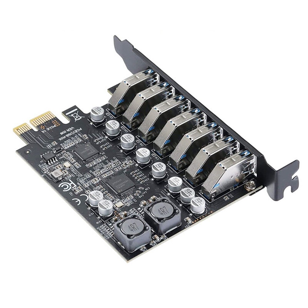 1 PC USB3.2 PCI-E Expansion Card Adapter 7 Ports Hub Adapter External Controller