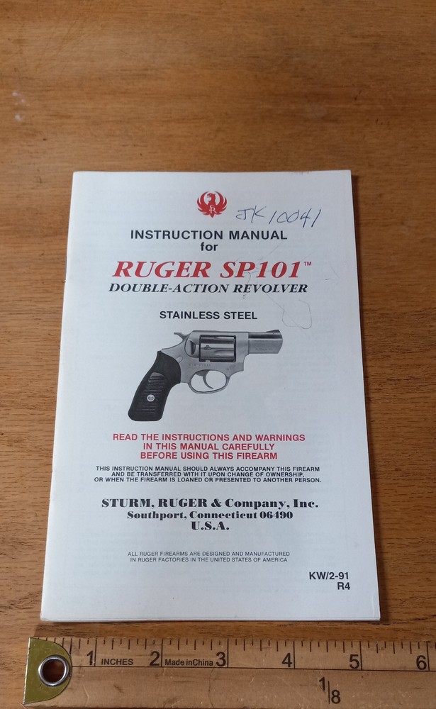 Ruger Manual for SP101 - Used
