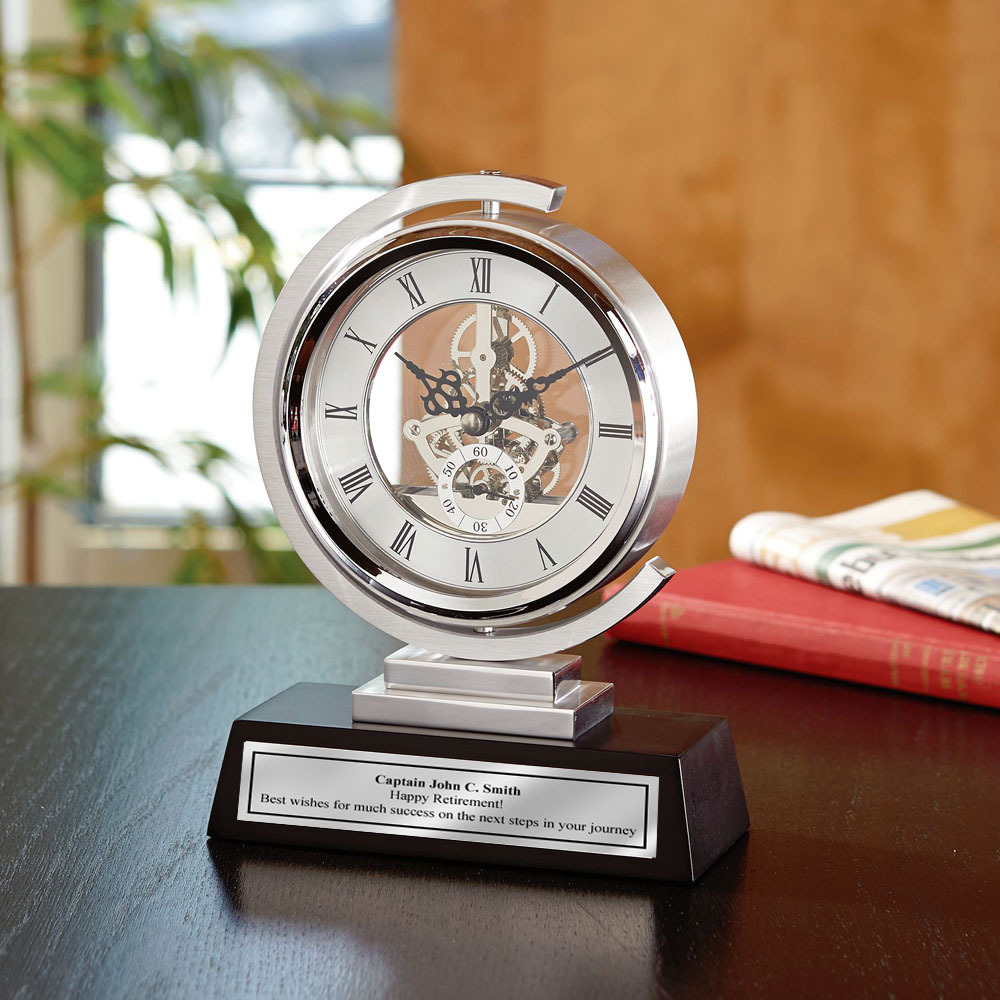 Engraved Clock Spinning Gear Engineering Gift Graduation Engineer Retirement